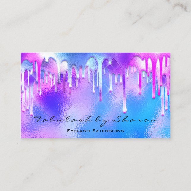 Makeup Artist Eyelash Holograph Drips Mermaid Business Card (Front)