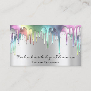 Makeup Artist Eyelash Holograph Drips Silver Gray Business Card