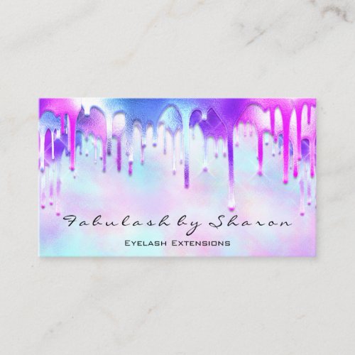 Makeup Artist Eyelash Holograph Drips Unicorn Business Card