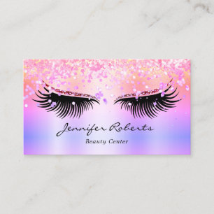 Makeup Artist Eyelash Holographic Glitter QR Pink Business Card
