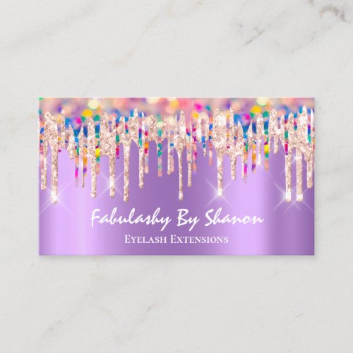 Makeup Artist Eyelash Lash Unicorn Drips Holograph Business Card