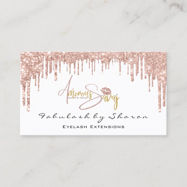 Makeup Artist Eyelash Lashes Glitter Drips Logo Business Card (Front)