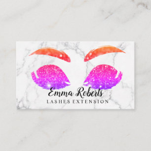 Makeup Artist Eyelash Lashes Glitter Drips Marble Business Card