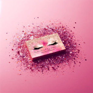 Makeup Artist Eyelash Lashes Glitter Drips Pink Business Card