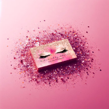 Makeup Artist Eyelash Lashes Glitter Drips Pink Business Card by luxury_luxury at Zazzle