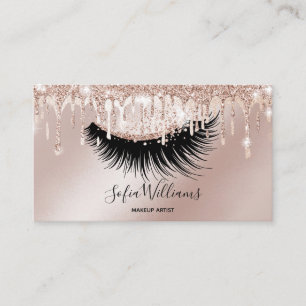 Makeup Artist Eyelash Lashes Glitter Drips Rose Business Card