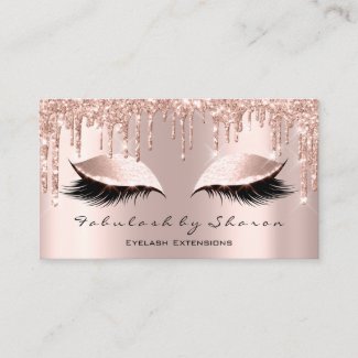 Makeup Artist Eyelash Lashes Glitter Drips Rose Business Card