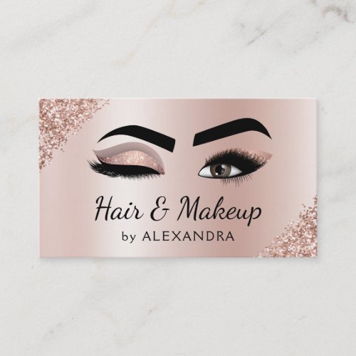 Makeup Artist Eyelash Lashes Glitter Rose Gold Business Card