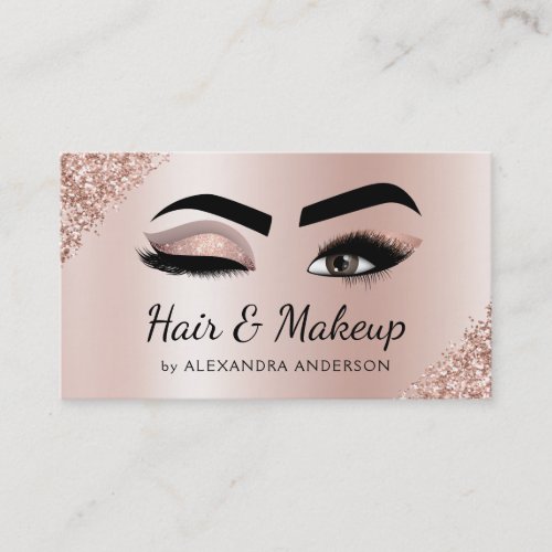 Makeup Artist Eyelash Lashes Glitter Rose Gold Business Card