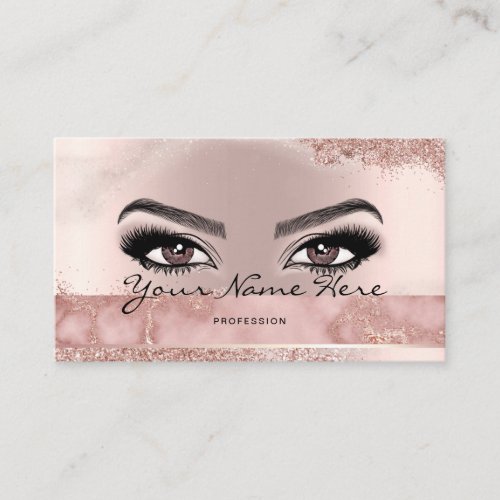 Makeup Artist Eyelash Lashes Glitter Rose script Business Card