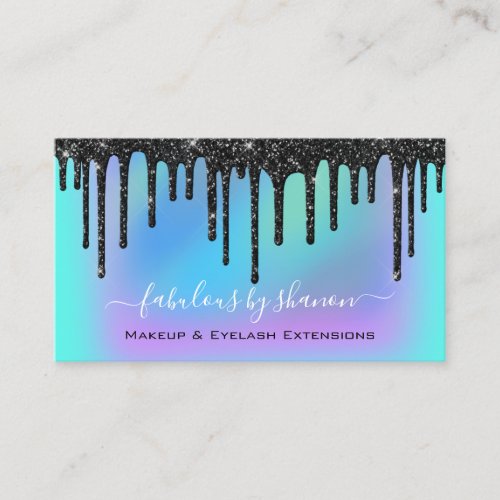 Makeup Artist Eyelash Lashes Holographic Black Business Card