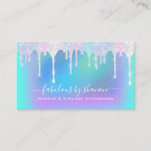 Makeup Artist Eyelash Lashes Holographic Blue Business Card