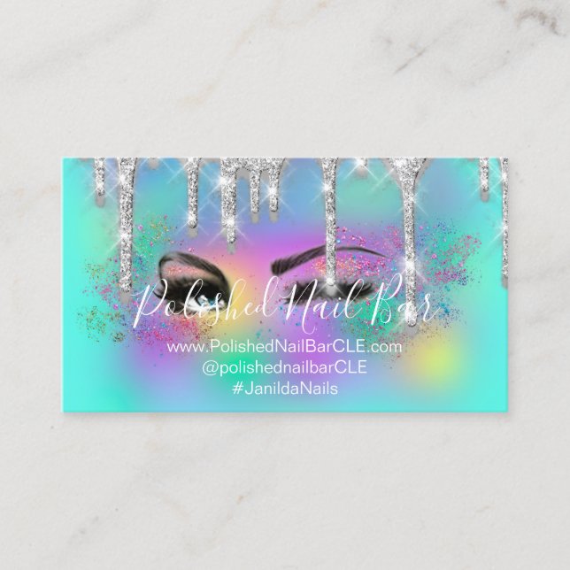 Makeup Artist Eyelash Lashes Holographic Eyelash Business Card (Front)