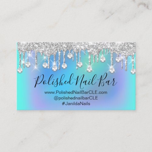 Makeup Artist Eyelash Lashes Holographic Gray Business Card