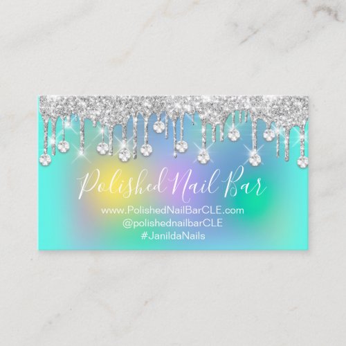 Makeup Artist Eyelash Lashes Holographic Ocean Business Card