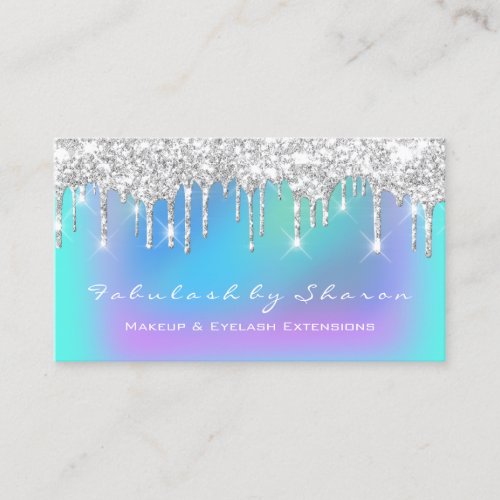 Makeup Artist Eyelash Lashes Holographic Silver Business Card