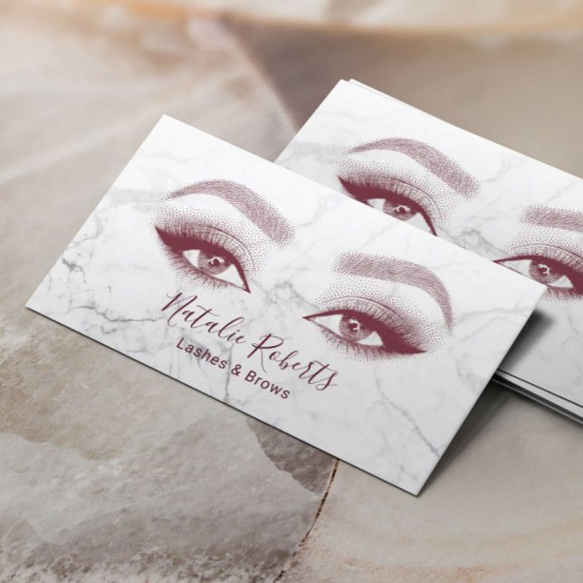Makeup Artist Eyelash Lashes Marble Beauty Salon Business Card (Creator Uploaded)