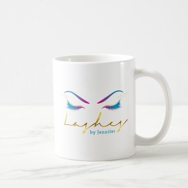 Makeup Artist Eyelash Lashes Paint Drips Teal Coffee Mug (Right)