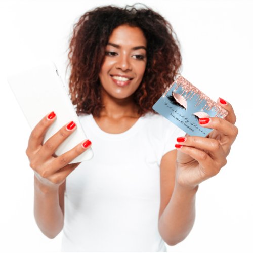 Makeup Artist Eyelash Lashes Rose Drips Blue Royal Business Card