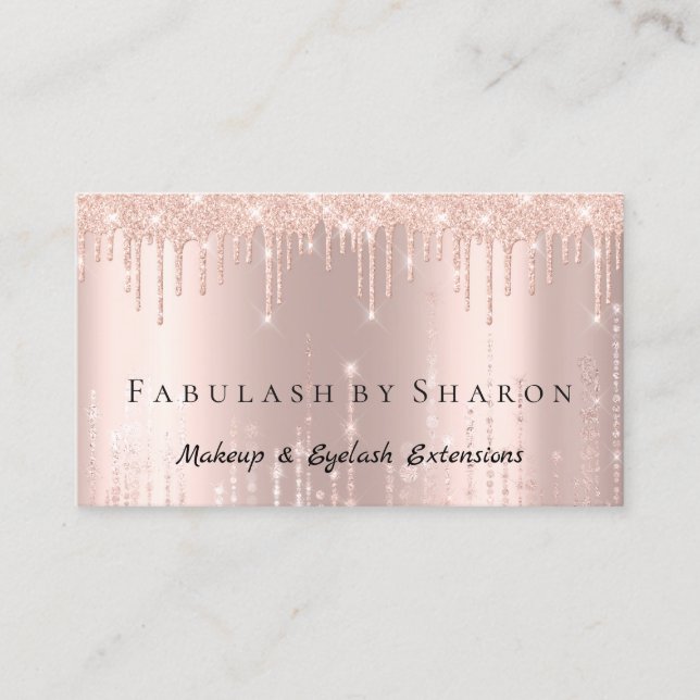 Makeup Artist Eyelash Lashes Rose Drips Lux Business Card (Front)