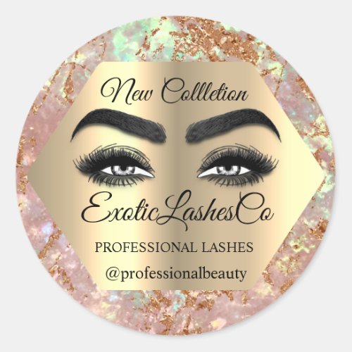 Makeup Artist Eyelash Logo Glitter Packaging SPA Classic Round Sticker