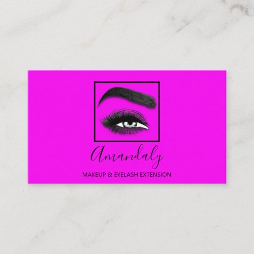 Makeup Artist Eyelash Logo QRCODE Pink Black  Business Card