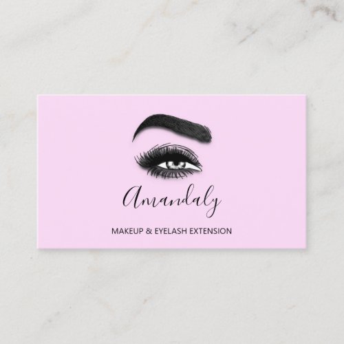 Makeup Artist Eyelash Logo QRCODE Pink Lilac  Business Card