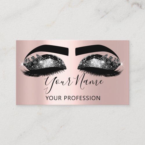 Makeup Artist Eyelash Microblading Rose Black Business Card