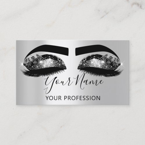 Makeup Artist Eyelash Microblading Silver Black Business Card