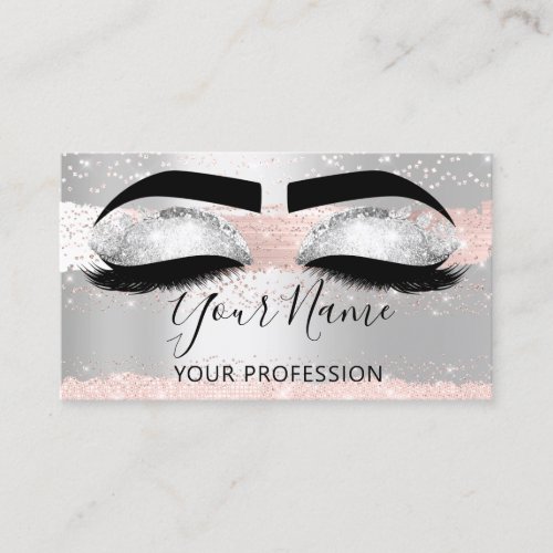 Makeup Artist Eyelash Microblading Silver Gray Business Card