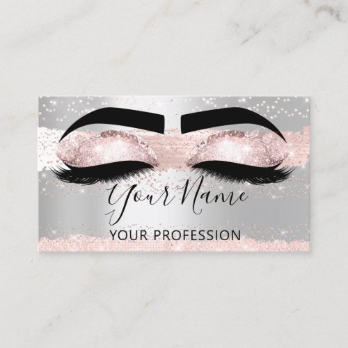 Makeup Artist Eyelash Microblading Silver Pink Business Card