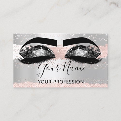 Makeup Artist Eyelash Microblading Silver Rose Business Card