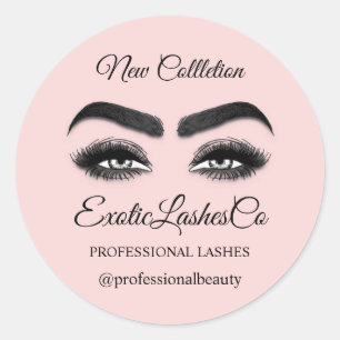 Makeup Artist Eyelash Packaging Cleaner Pink Rose Classic Round Sticker