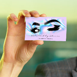 Makeup Artist Eyelash QRCODE Holographic Pink Business Card