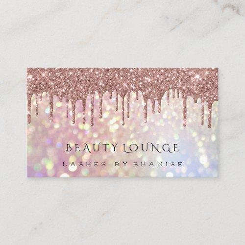 Makeup Artist Eyelash Rose Drip Glitter Hairdstyle Appointment Card