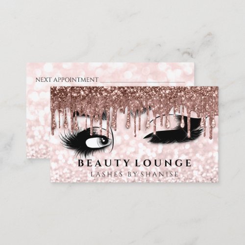 Makeup Artist Eyelash Rose Drip Hair Studio Pink Appointment Card