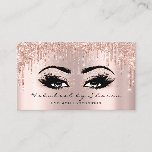 Makeup Artist Eyelash Rose Glitter Drips Eyes Business Card