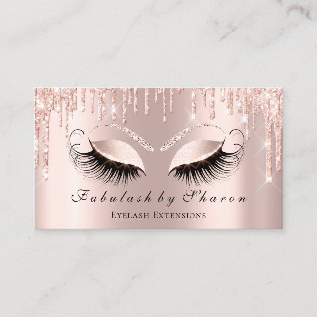 Makeup Artist Eyelash Sparkly Eyes Glitter Drips Business Card (Front)