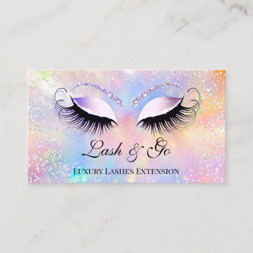 Makeup Artist Eyelashes Brows Holograph Glitter Business Card
