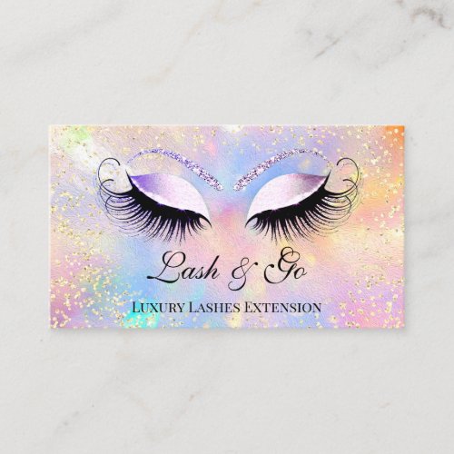 Makeup Artist Eyelashes Brows Holograph Gold Business Card