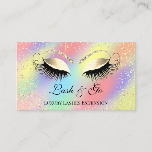 Makeup Artist Eyelashes Brows Holograph Rainbow Business Card