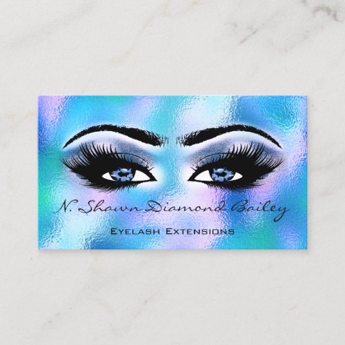 Makeup Artist Eyelashes Brows Royal Blue Holograph Business Card