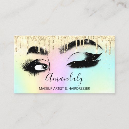 Makeup Artist Eyelashes Custom QR CODE Holographic Business Card