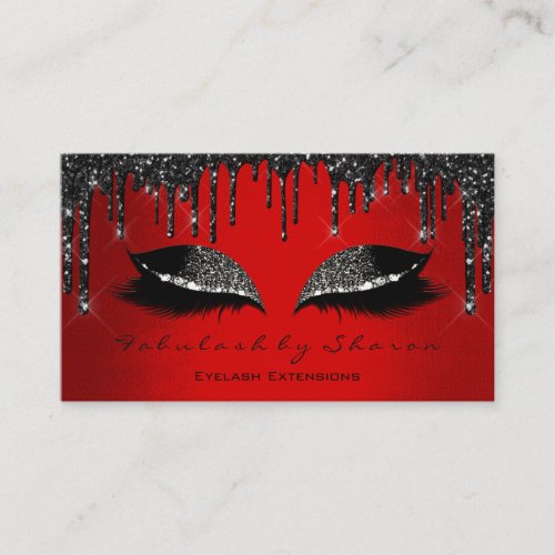Makeup Artist Eyelashes Extension Black Drips Ruby Business Card