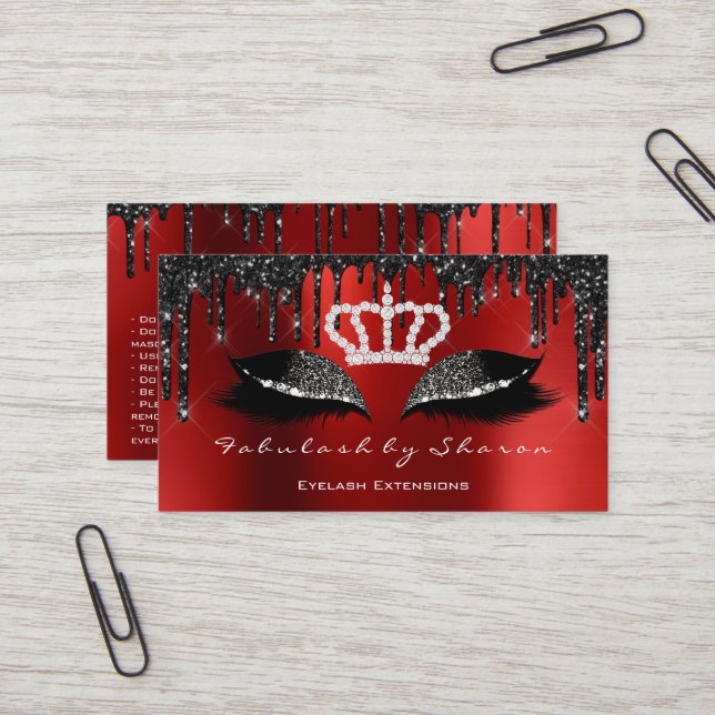 Makeup Artist Eyelashes Extension Loyalty Business Card (Front/Back In Situ)