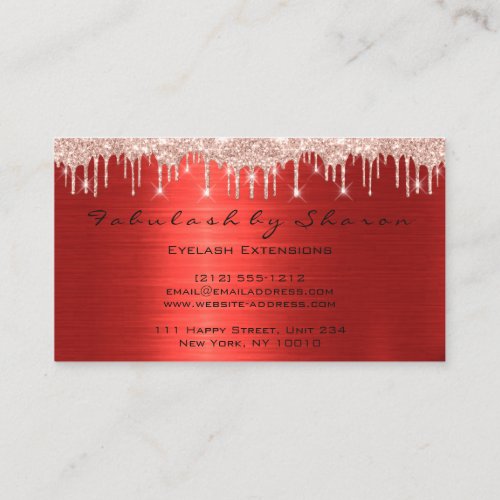 Makeup Artist Eyelashes Extension Red Rose Drips Business Card