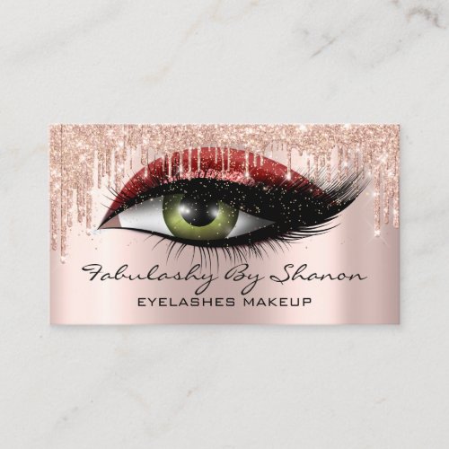 Makeup Artist Eyelashes Glitter Drips Rose Burgund Business Card