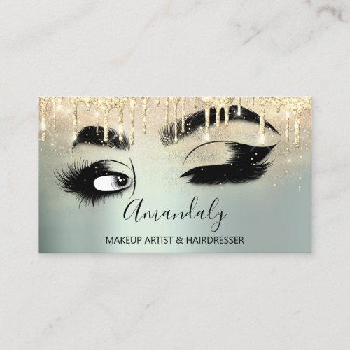 Makeup Artist Eyelashes Golden QRCODE Logo Brows Business Card