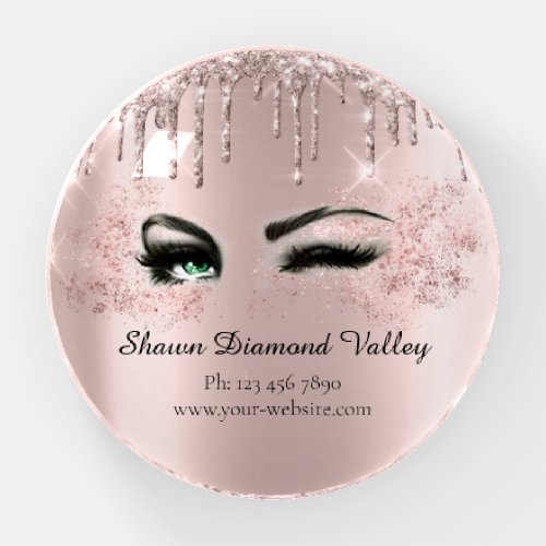 Makeup Artist Eyelashes Green Rose Drips Brows Paperweight