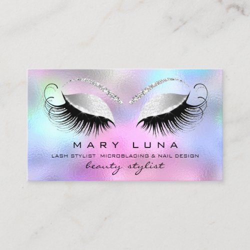Makeup Artist Eyelashes Lashes Ombre Pink Silver Business Card